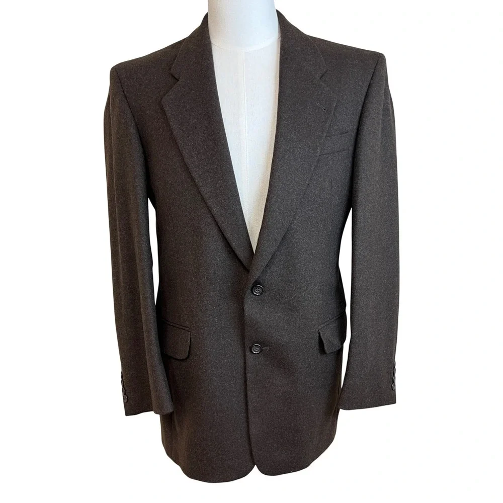 MARK ALEXANDER Dark Brown Cashmere Blazer Jacket Coat‎ Sz 39 L Heritage Luxury